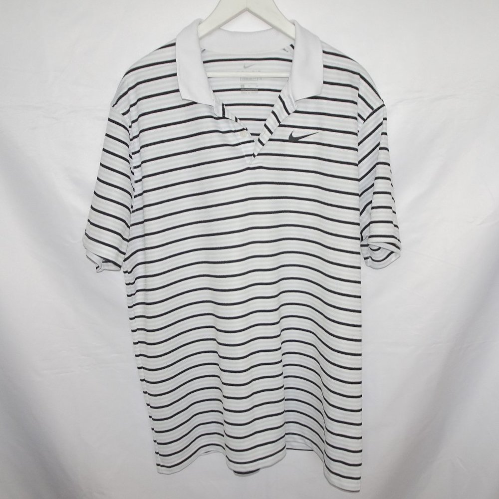 Nike Dri Fit White Stripe Polo Tshirt